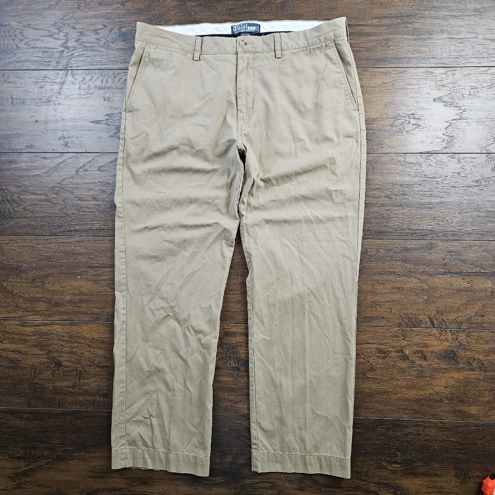 Polo Ralph Lauren Suffield Flat Front Tan Cotton Chino Pant Size 38 Classiccore